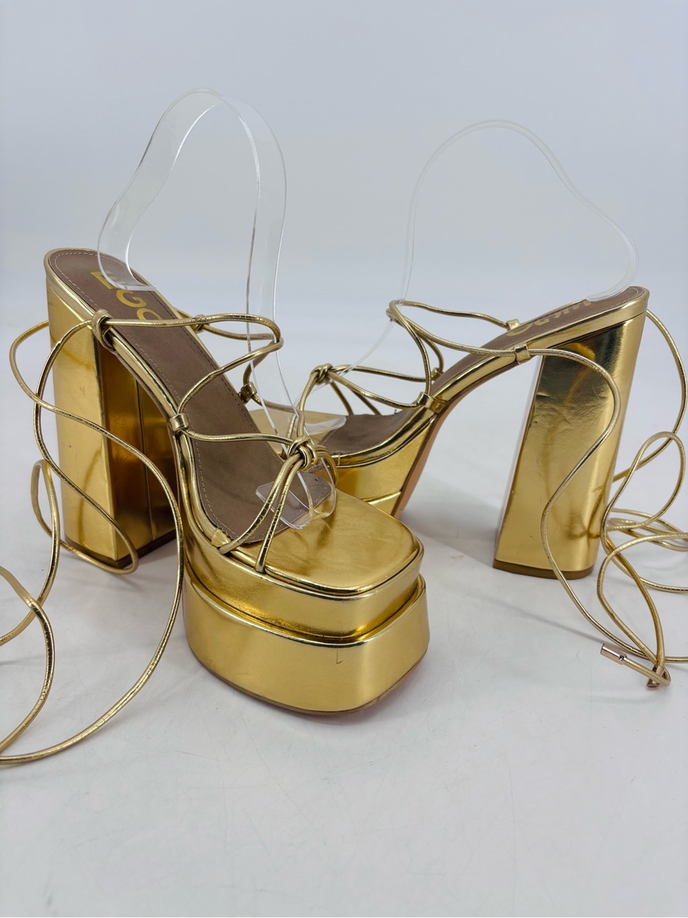 EGO x Stassie Mia Kylie Jenner Khloe Kardashian Metallic Retro 70s Platform Heel